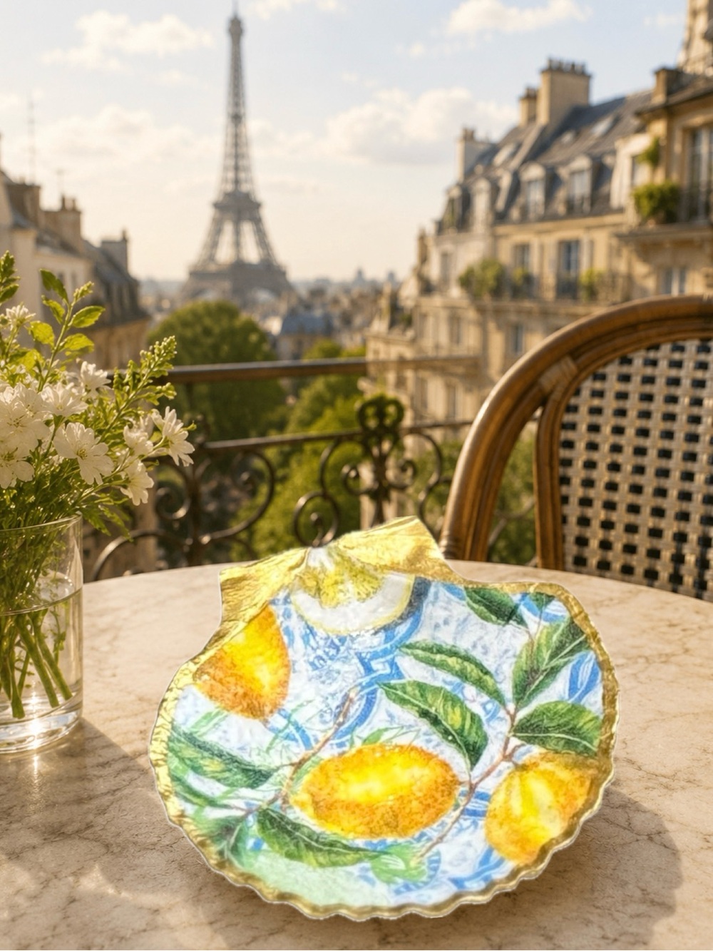 Hand crafted lemon trinket shell dish